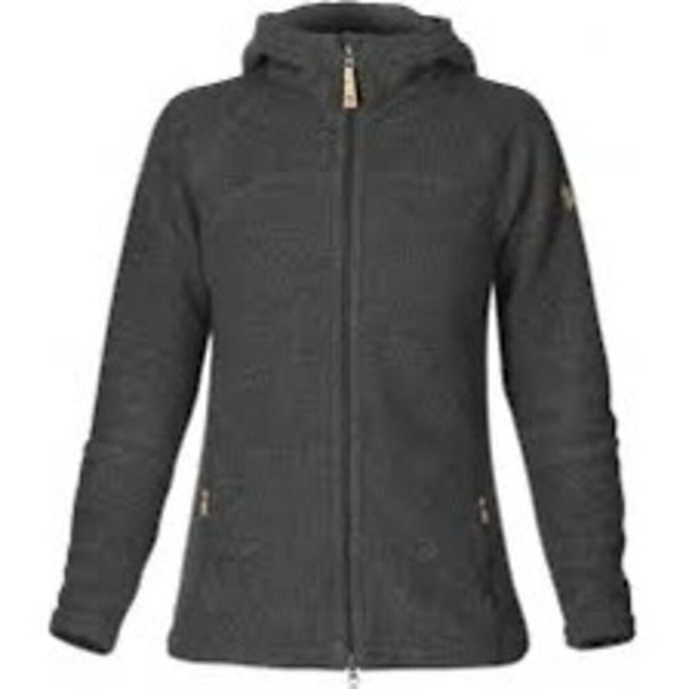 Fjallraven Kaitum Fleece Women's Jacket Dark Grey Size Small Hood Wool